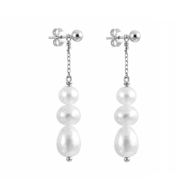Gold Trip Gold Trip Women's Timeless Three Pearl Drop Earrings in Silver - 2