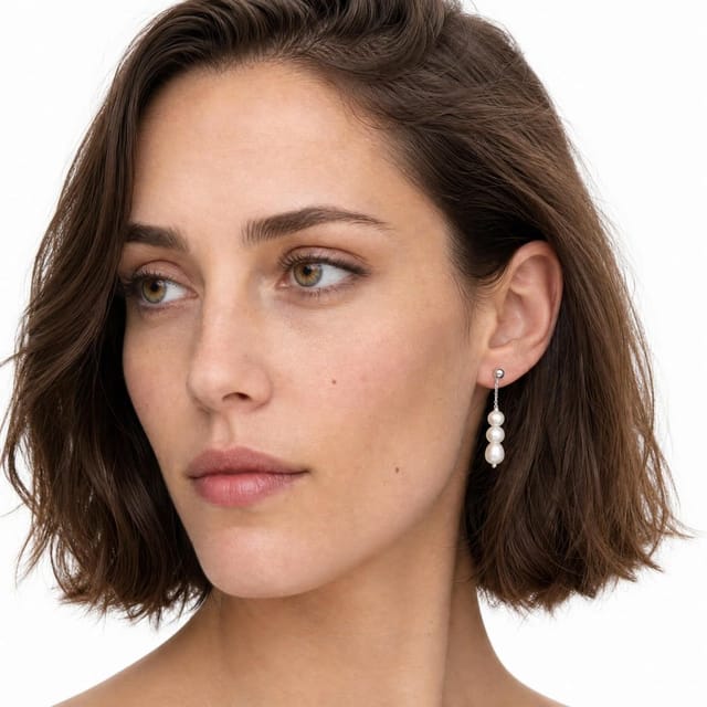Gold Trip Gold Trip Women's Timeless Three Pearl Drop Earrings in Silver - 3