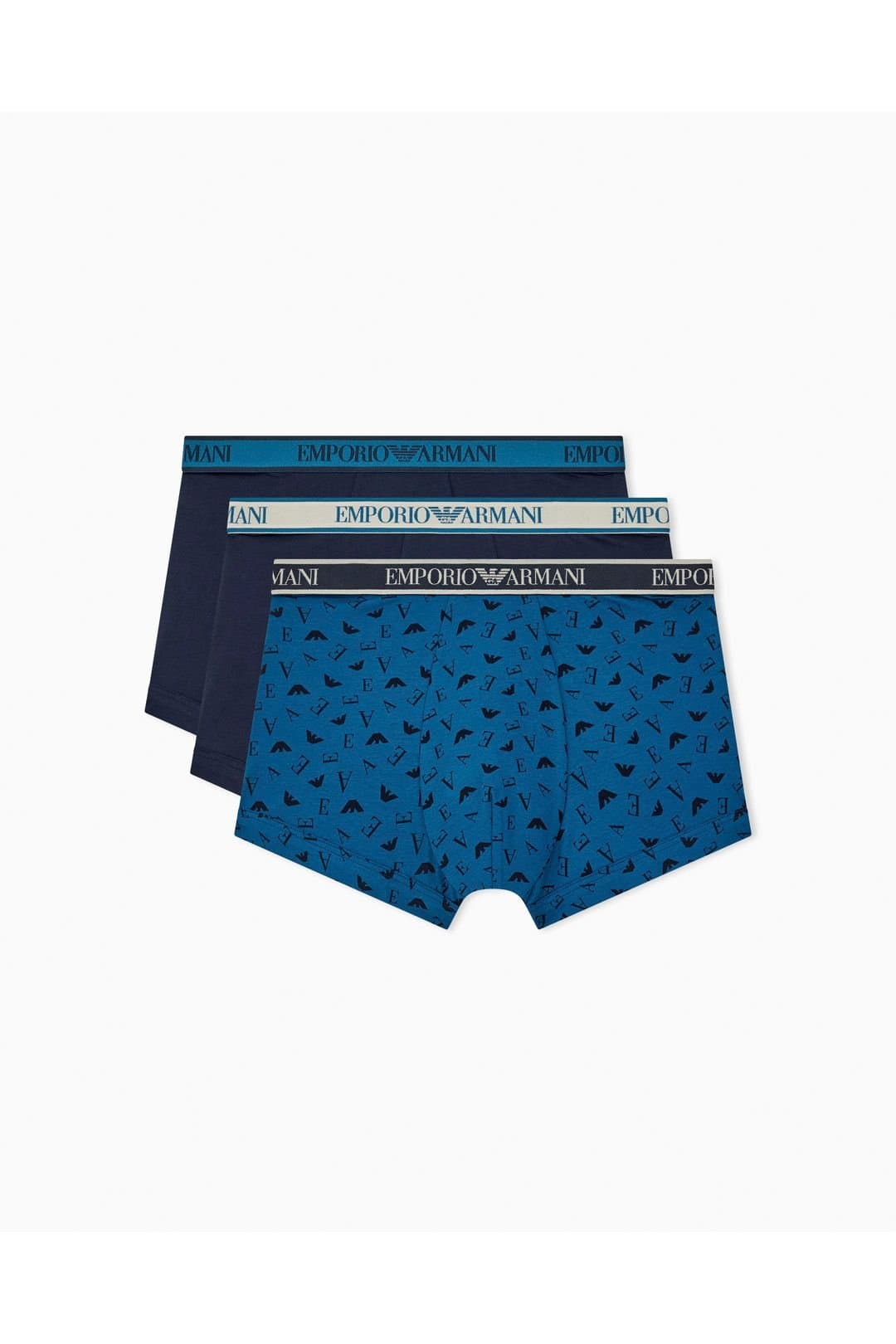 Emporio Armani Emporio Armani Men's 3 Pack Cotton Trunks Navy Octane in Blue