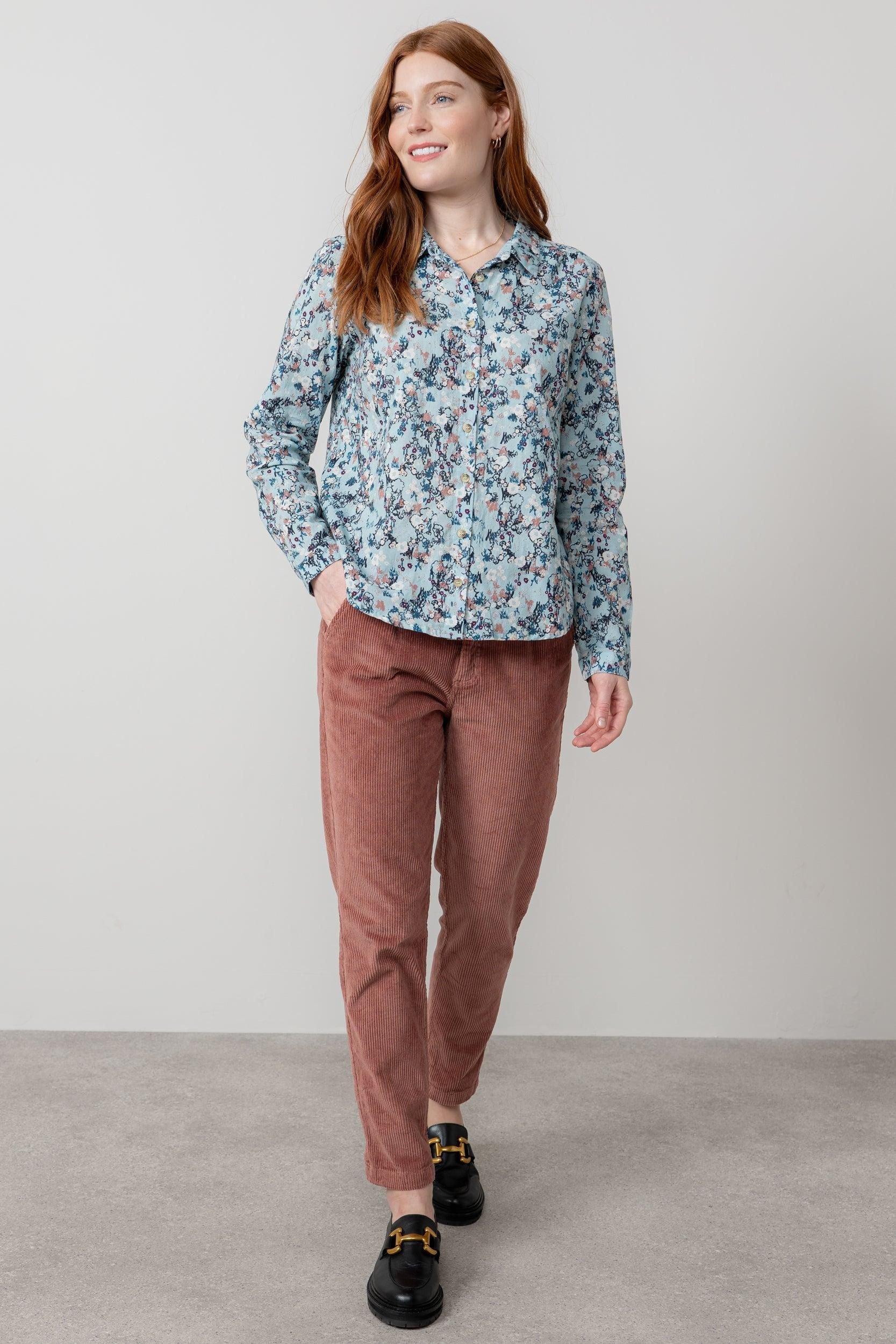 Lily & Me Lily & Me Women's Brookend Stretch Jumbo Cord Tapered Leg Trousers in Dusty Pink - 2