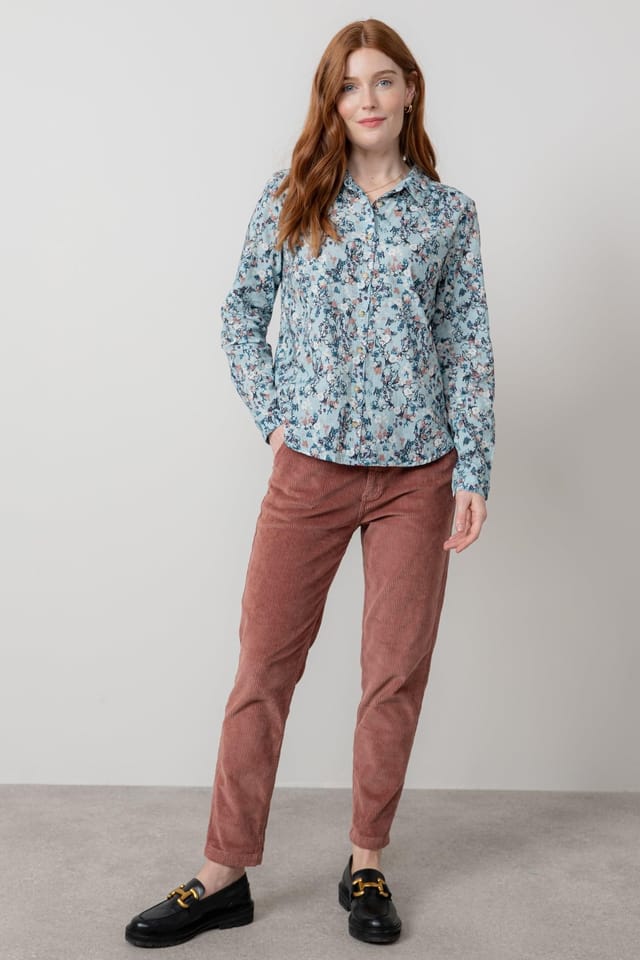 Lily & Me Lily & Me Women's Brookend Stretch Jumbo Cord Tapered Leg Trousers in Dusty Pink - 2