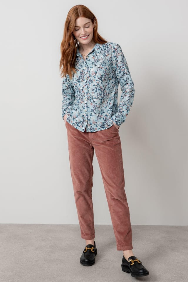 Lily & Me Lily & Me Women's Brookend Stretch Jumbo Cord Tapered Leg Trousers in Dusty Pink - 3