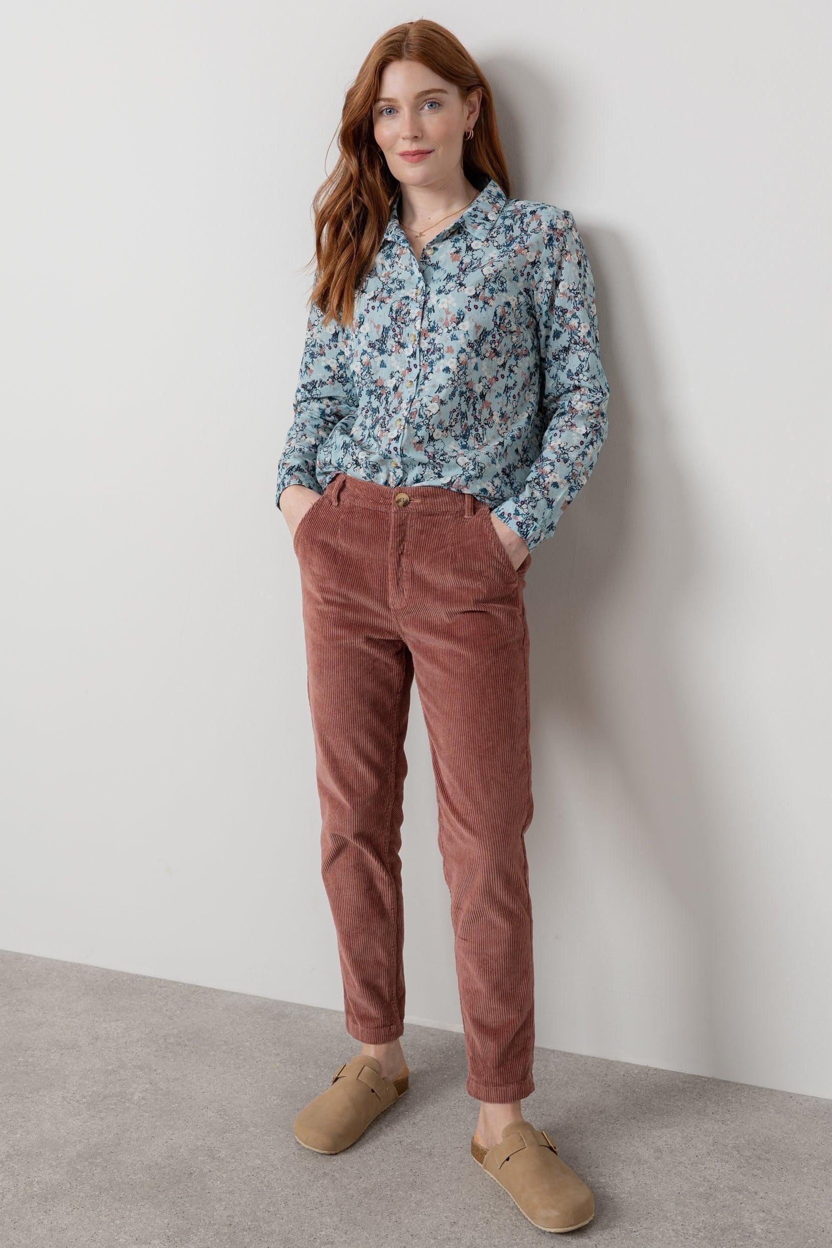 Lily & Me Lily & Me Women's Brookend Stretch Jumbo Cord Tapered Leg Trousers in Dusty Pink - 4