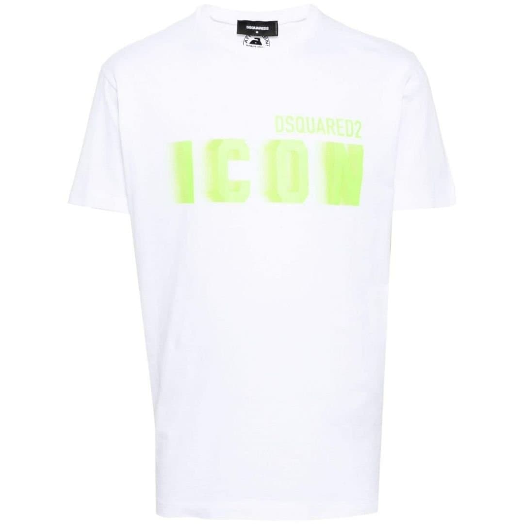 Dsquared2 Dsquared2 Men's Cool Fit Green Blur Icon Logo White T-Shirt