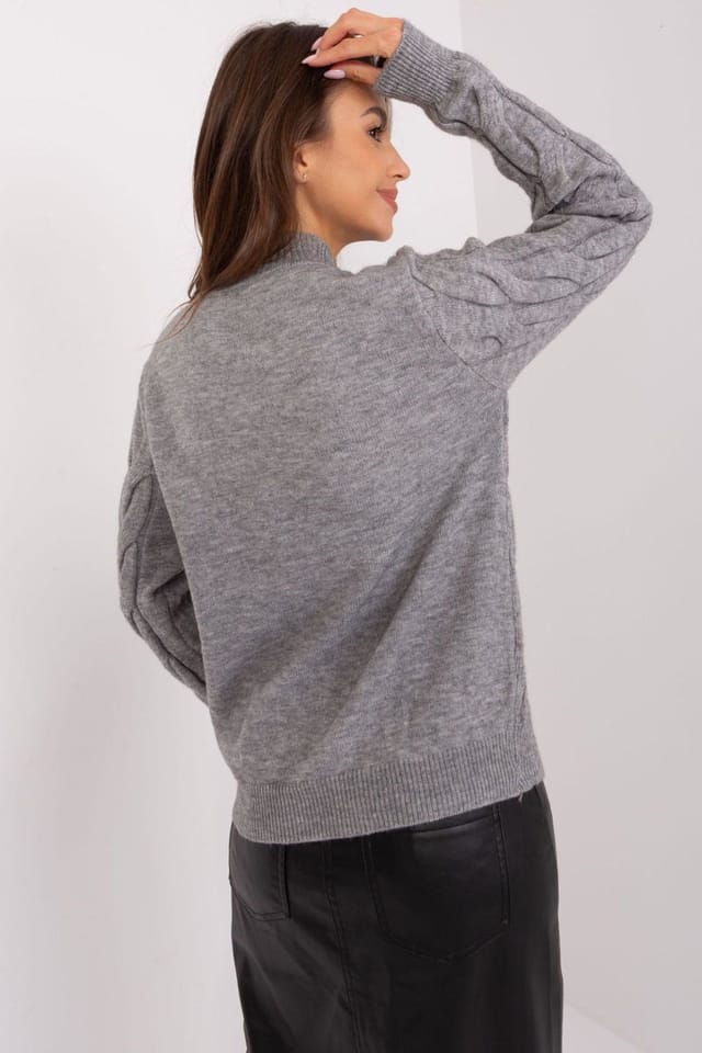 Love Lace Love Lace Women's Textured Half Turtleneck Long Sleeve Sweater Style 186736 in Grey - 3