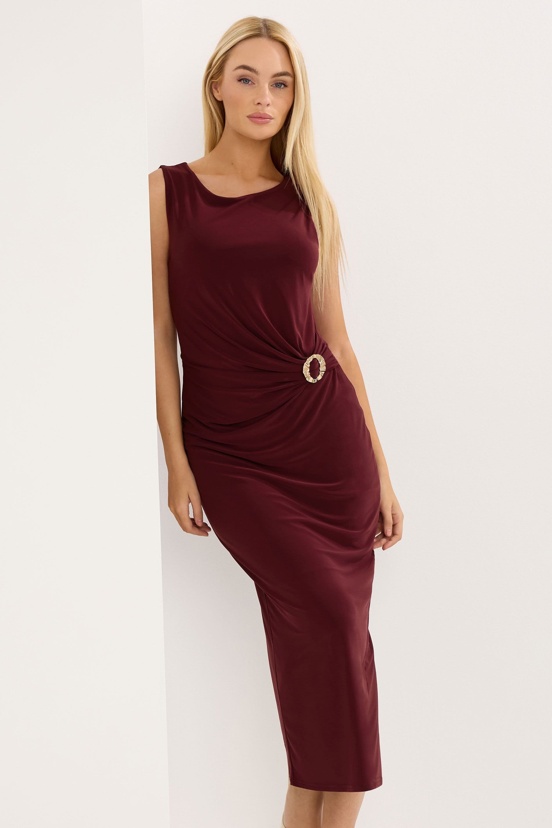 Star By Julien Macdonald Burgundy Satin Maxi Wrap Dress