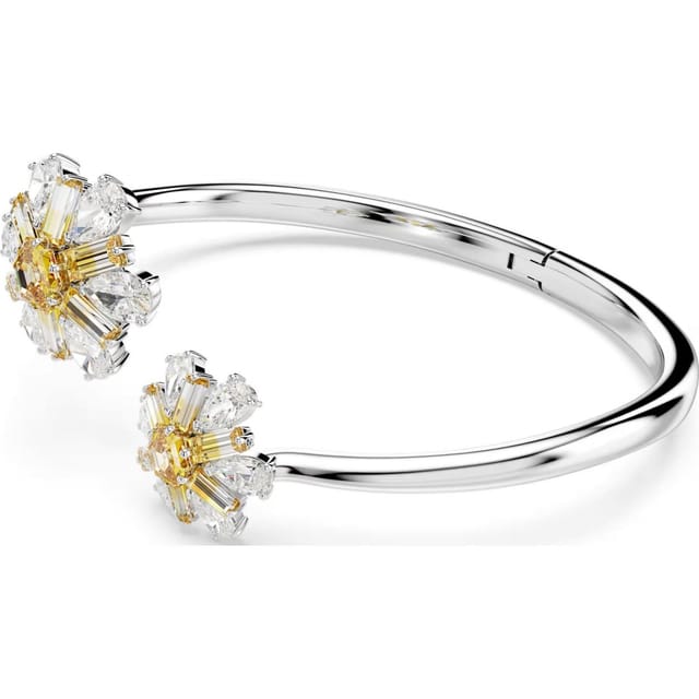 Swarovski Swarovski Women's Idyllia Rhodium Plated Yellow Flower Open Bangle 5679937 - 2