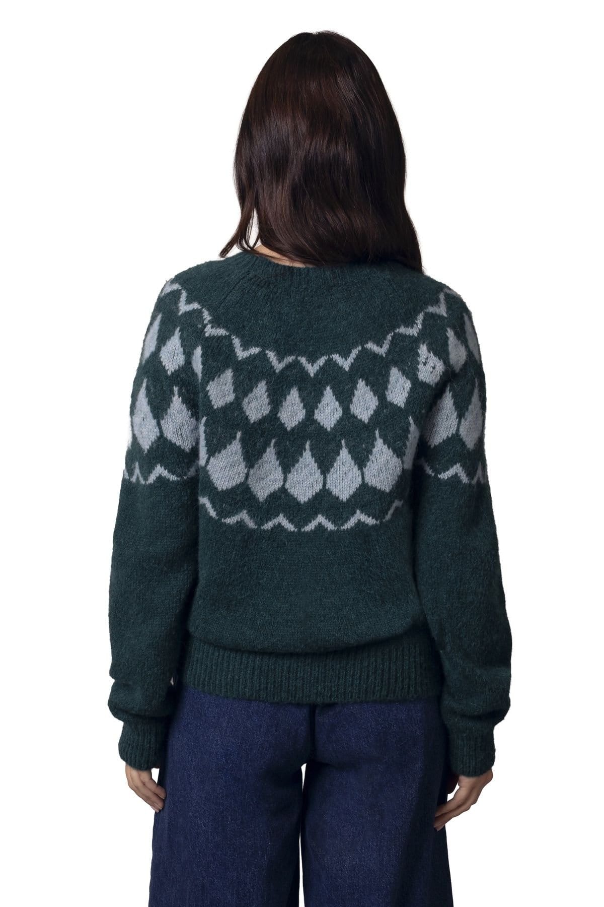 Celtic & Co Celtic & Co Women's Lofty Diamond Yoke Sweater in Bottle Green - 4