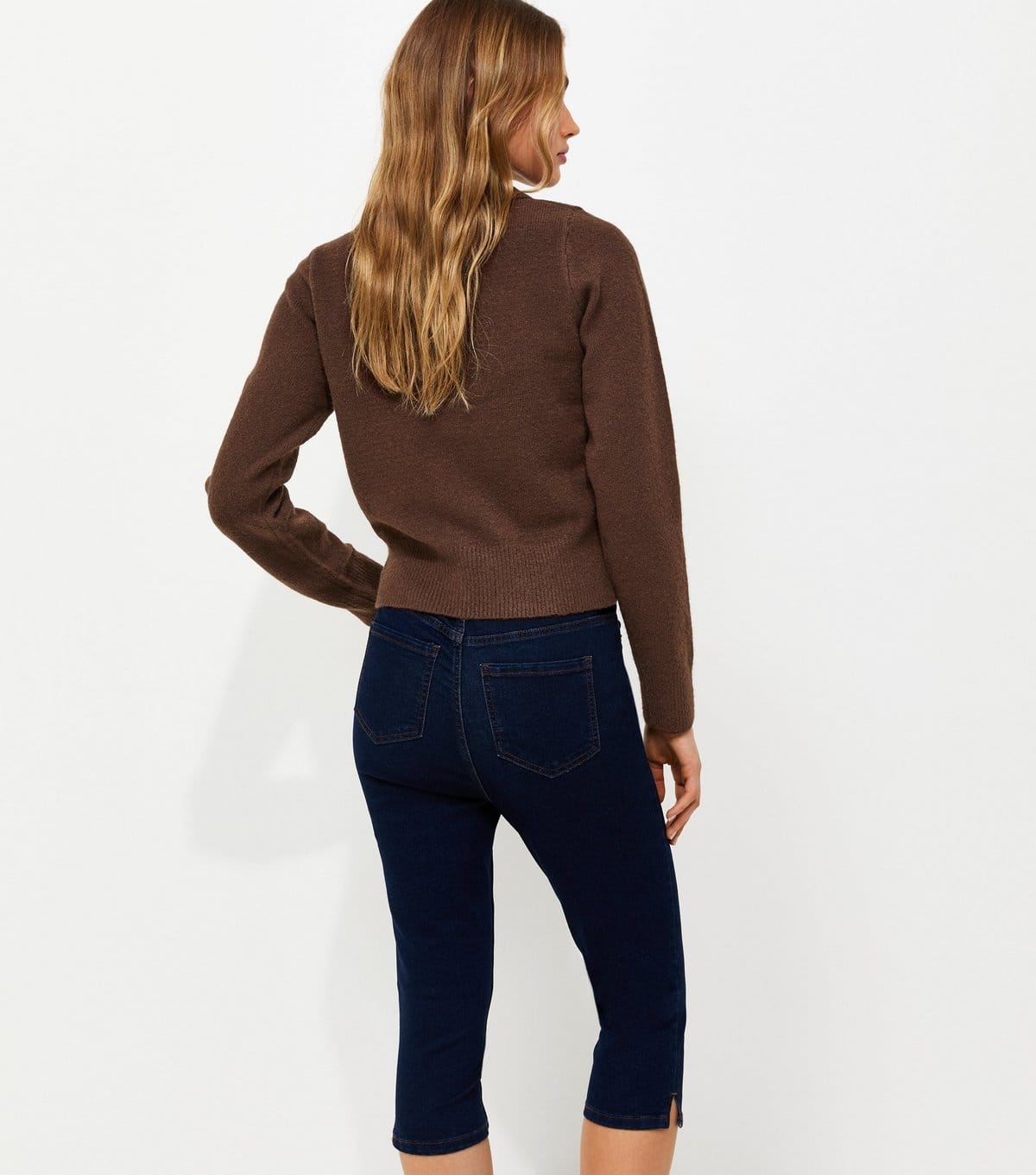 New Look Women's Dark Brown Midweight Knit Collared Button Front Cardigan New Look - 4