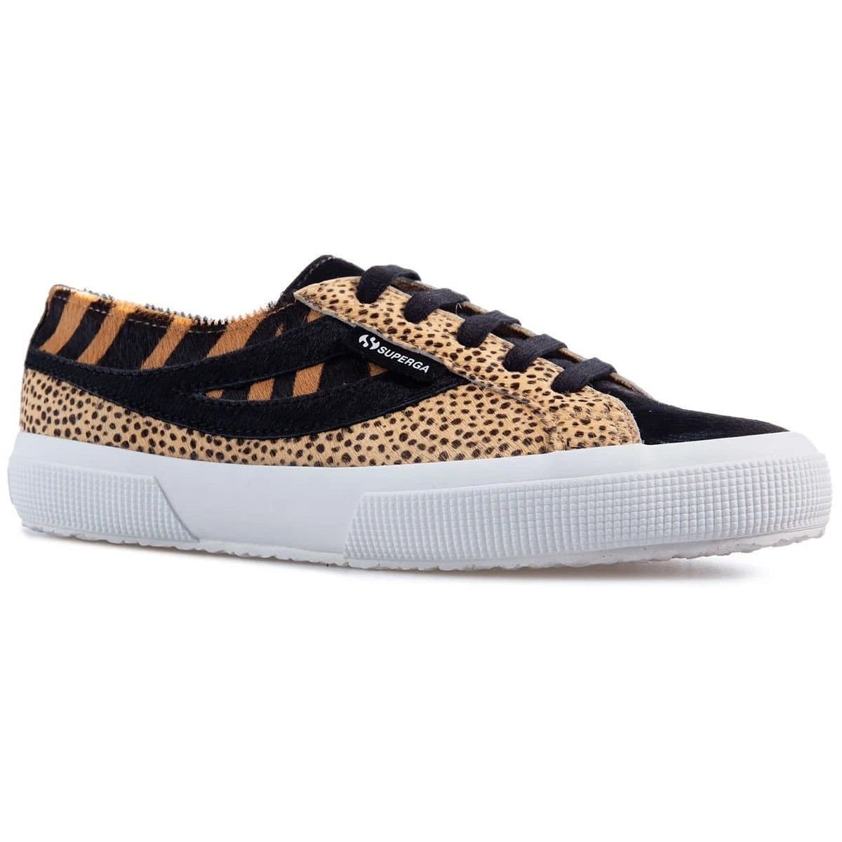 Superga Superga Women's Cheetah & Zebra Print Cowhide Leather Trainers in Black