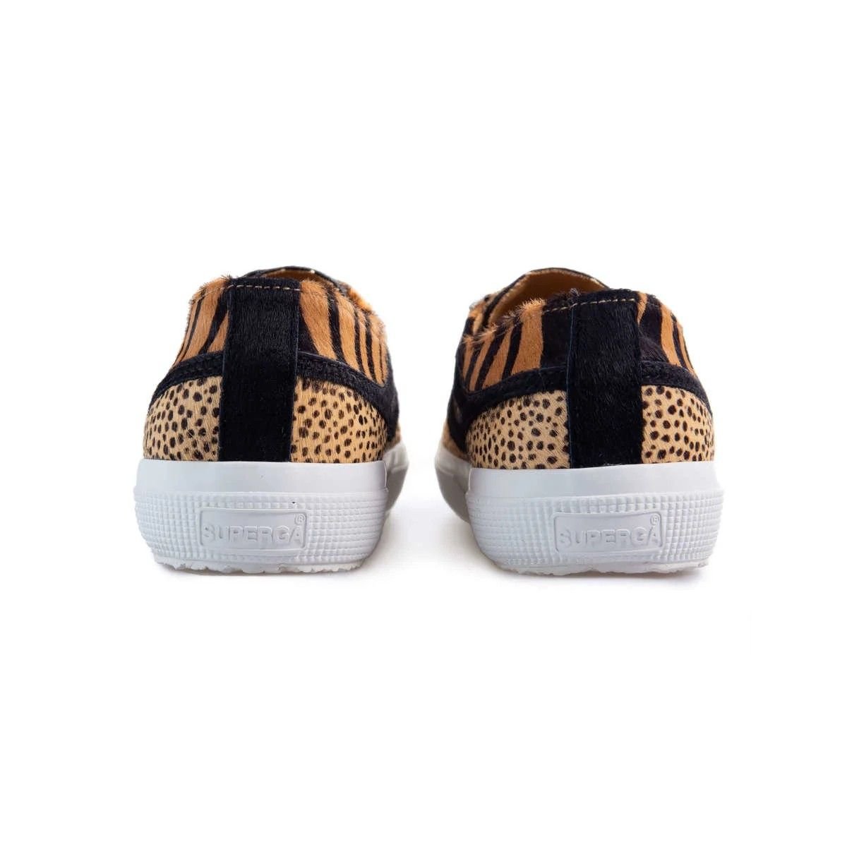 Superga Superga Women's Cheetah & Zebra Print Cowhide Leather Trainers in Black - 2