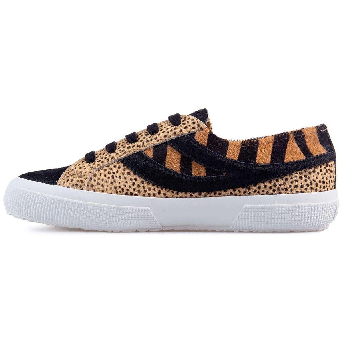 Superga Superga Women's Cheetah & Zebra Print Cowhide Leather Trainers in Black - 3