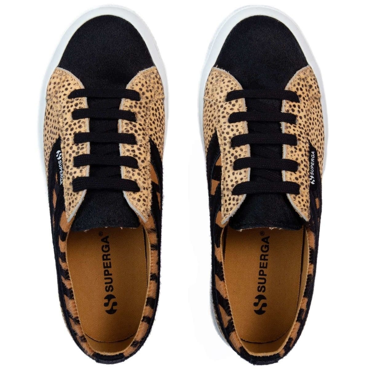 Superga Superga Women's Cheetah & Zebra Print Cowhide Leather Trainers in Black - 4