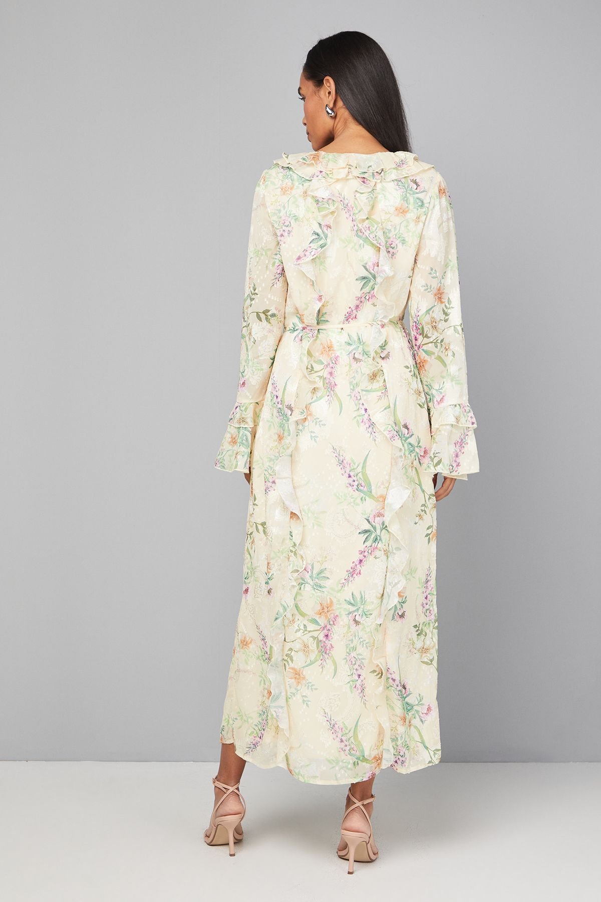 Wallis Wallis Women's Floral Ruffle Belted Midaxi Dress in Yellow - 3