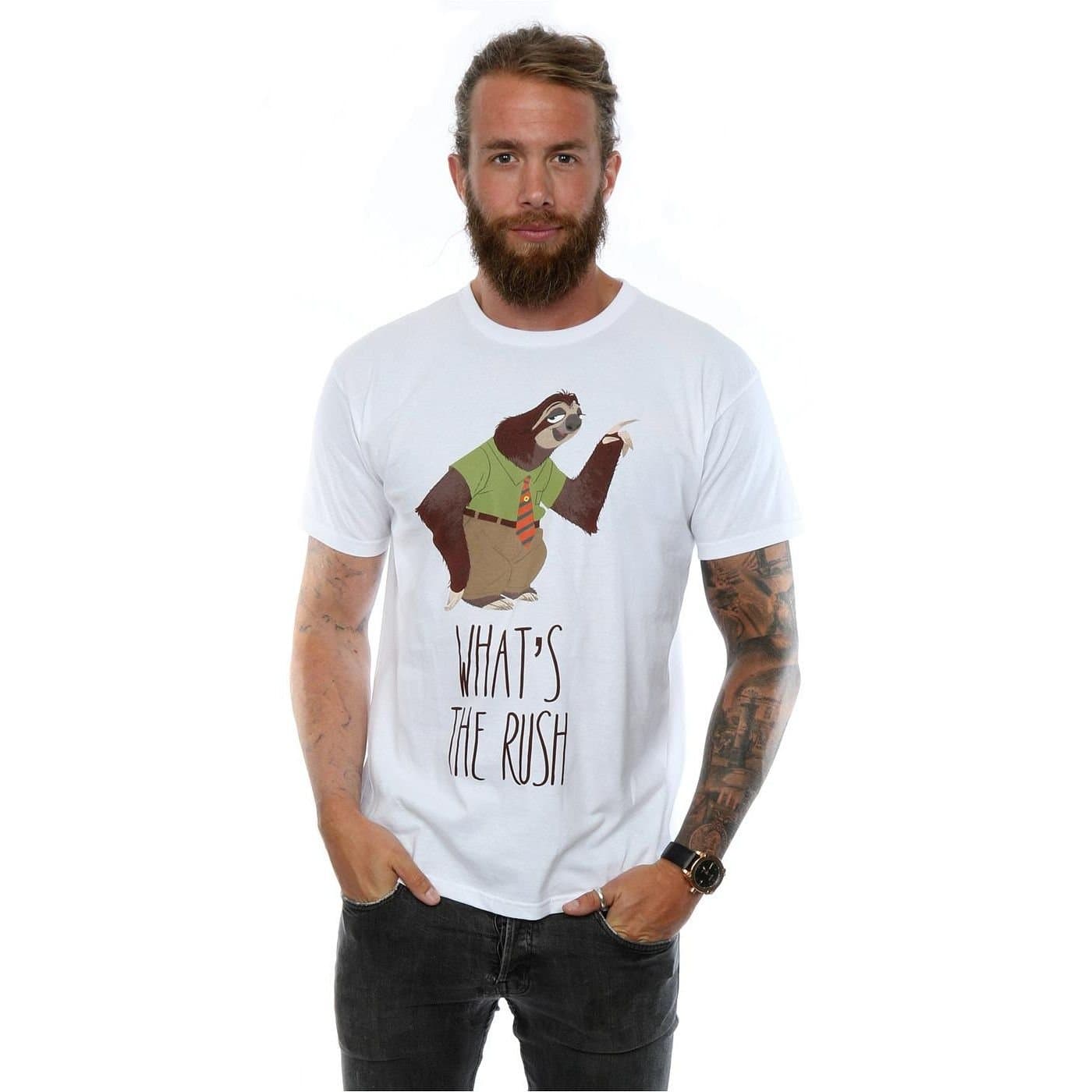 Zootropolis Zootropolis Men's What´s The Rush Cotton T-Shirt in White