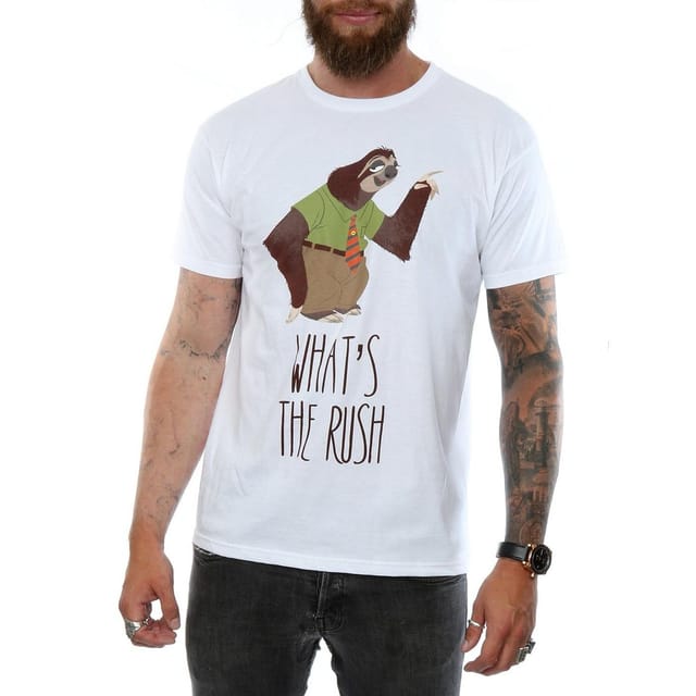 Zootropolis Zootropolis Men's What´s The Rush Cotton T-Shirt in White - 3
