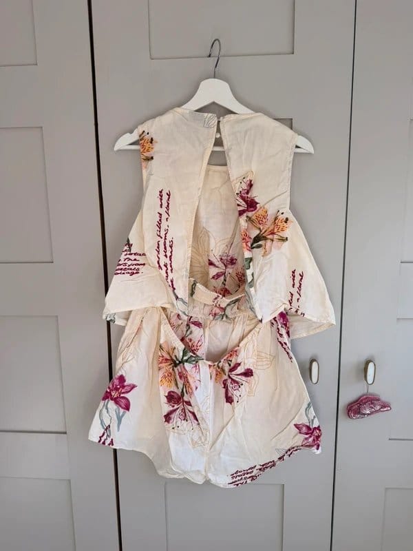 ASOS Design Cream Floral Open Back Playsuit