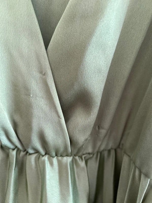 New Look Light Green Satin Wrap Front Midi Dress