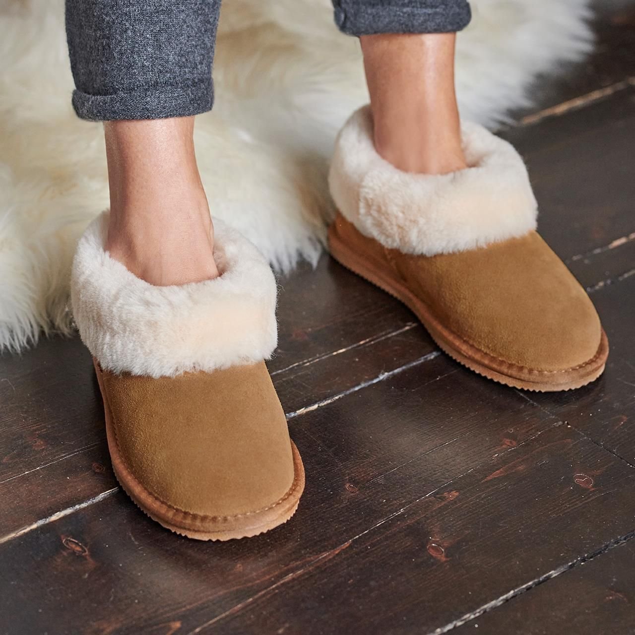 mysmartbuy mysmartbuy Women's Suede & Sheepskin Short Slipper Boots - Comfortable & Stylish Plush Fur Lined Indoor House Shoe Footwear with Rubber Sole - 2