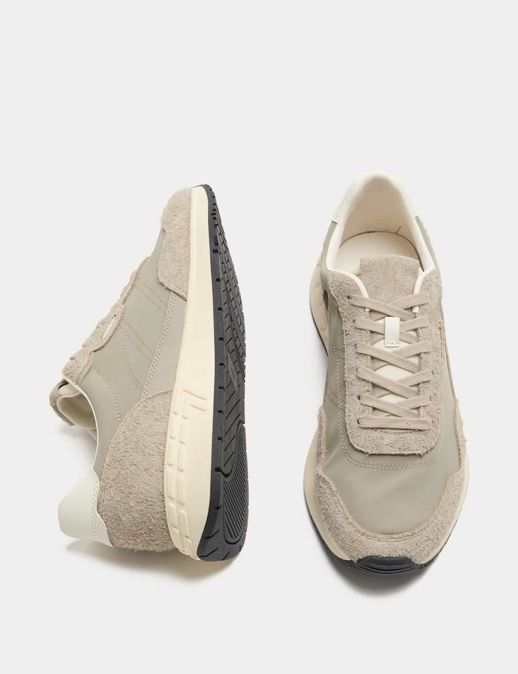 Marks & Spencer M&S Grey Faux Leather Lace-Up Trainers