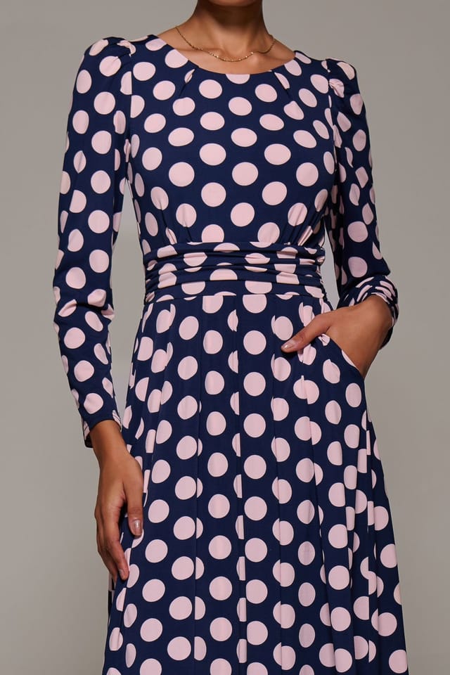 Jolie Moi Jolie Moi Women's Puff Long Sleeve Jersey Maxi Dress in Dark Navy - 3