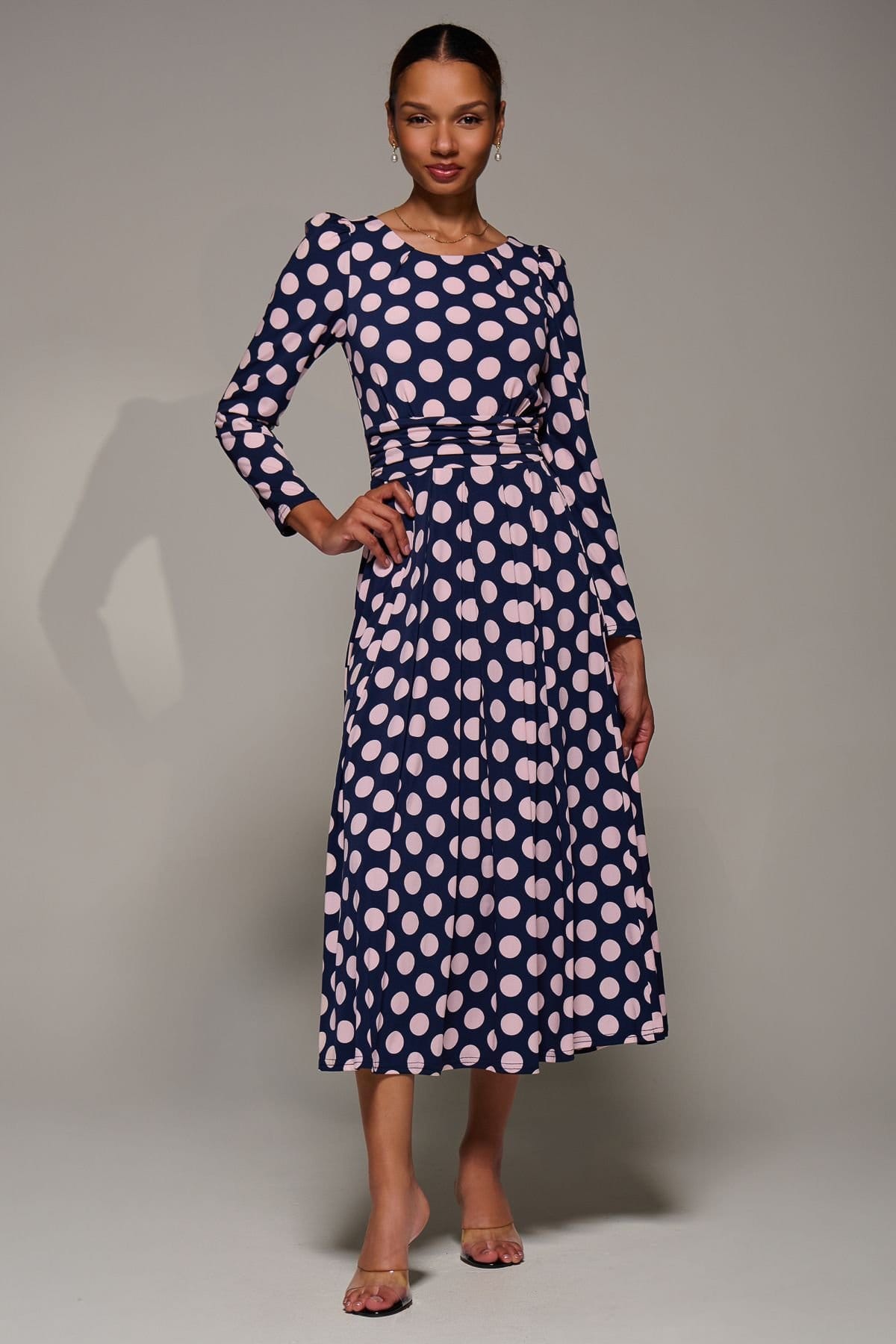 Jolie Moi Jolie Moi Women's Puff Long Sleeve Jersey Maxi Dress in Dark Navy - 4