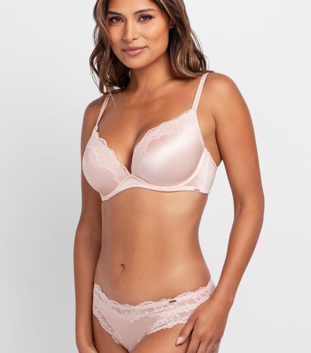 Dorina Women's Light Pink Lace Trimmed Plunge Bra Dorina New Look - 2