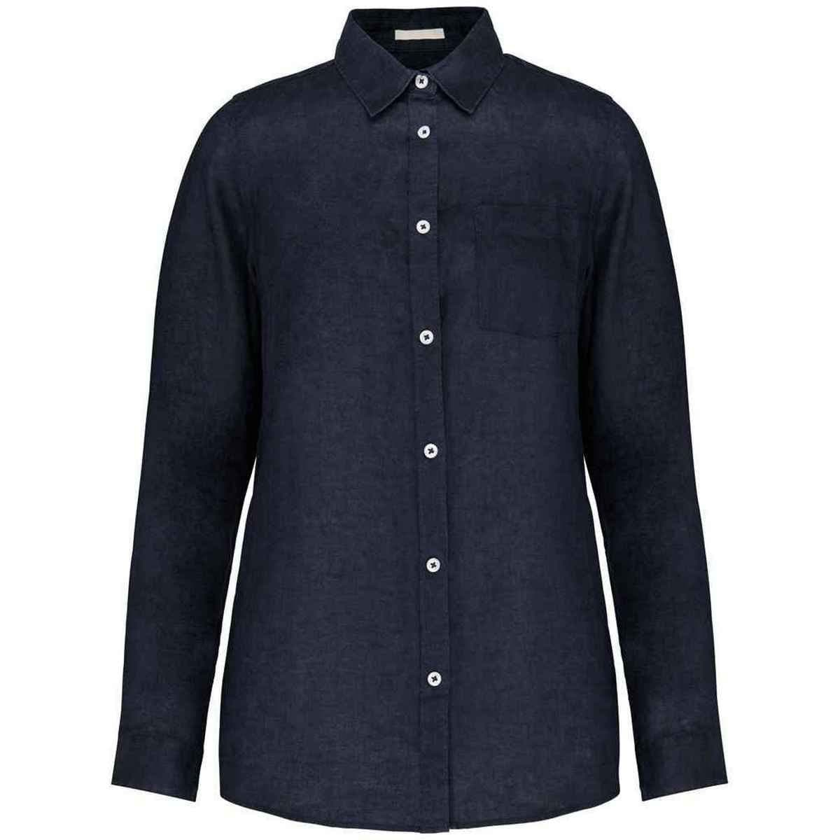 Spasso Spasso Women's Linen Long-Sleeved Shirt in Navy