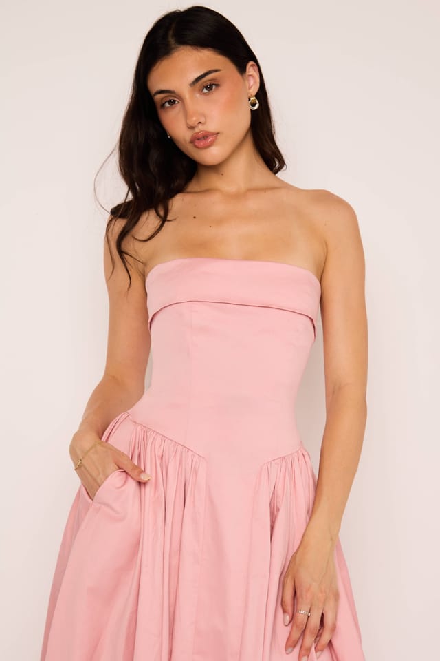 Jaded Rose Jaded Rose Women's Edith Pink Rose Bandeau Corset Cotton Maxi Dress - 3