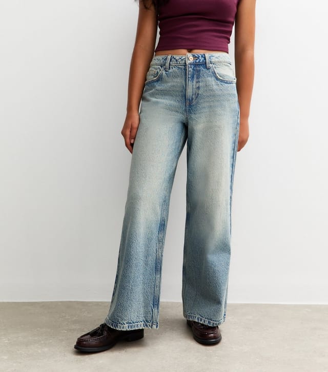 New Look Girls' Blue Washed Wide Leg Jeans New Look - 2