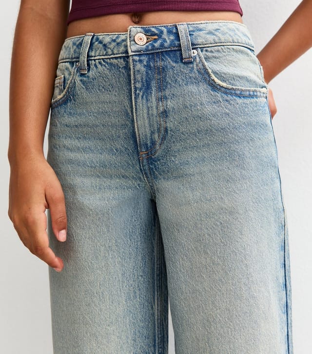 New Look Girls' Blue Washed Wide Leg Jeans New Look - 3