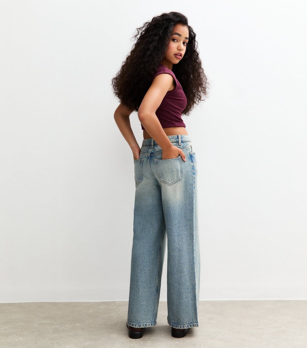 New Look Girls' Blue Washed Wide Leg Jeans New Look - 4