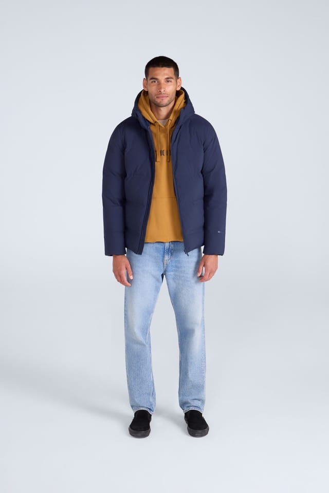 Animal Animal Men's 'Tech Down' Warm Water Resistant Hooded Outdoor Heat Sealed Jacket in Navy - 2