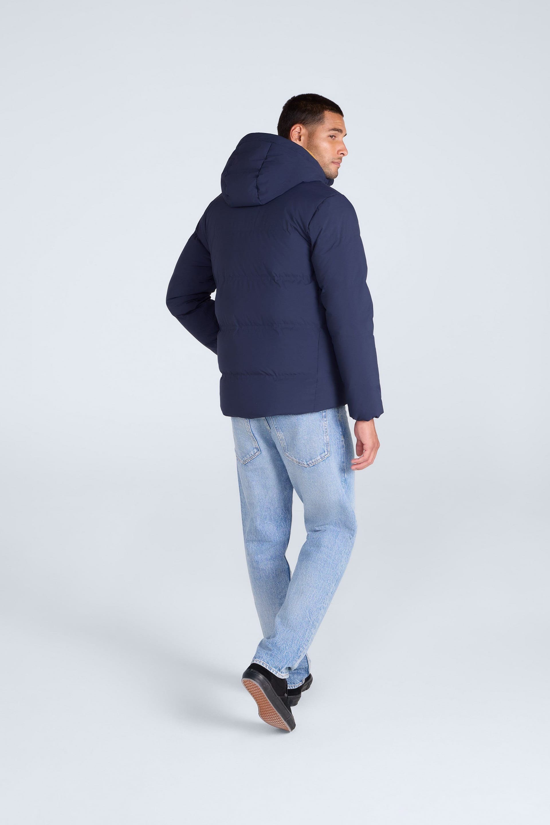 Animal Animal Men's 'Tech Down' Warm Water Resistant Hooded Outdoor Heat Sealed Jacket in Navy - 4