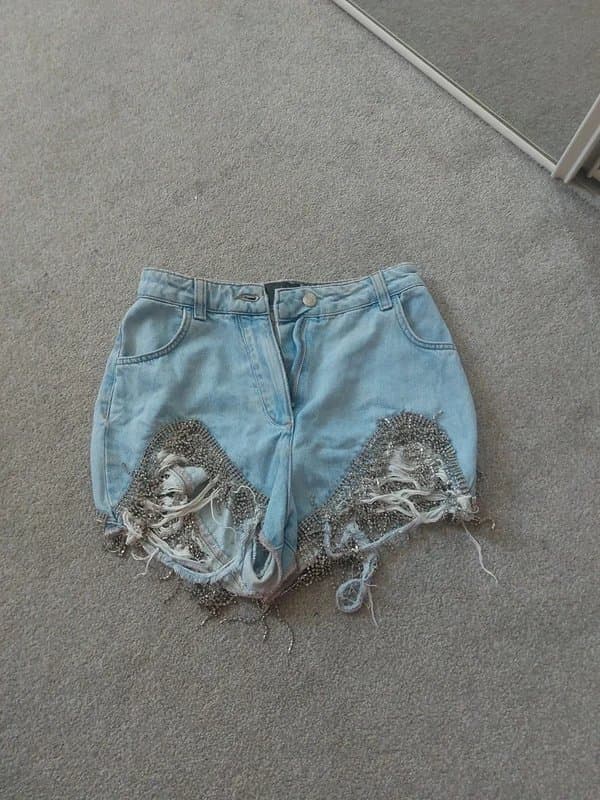 ASOS Denim bling shorts asos luxe size 8