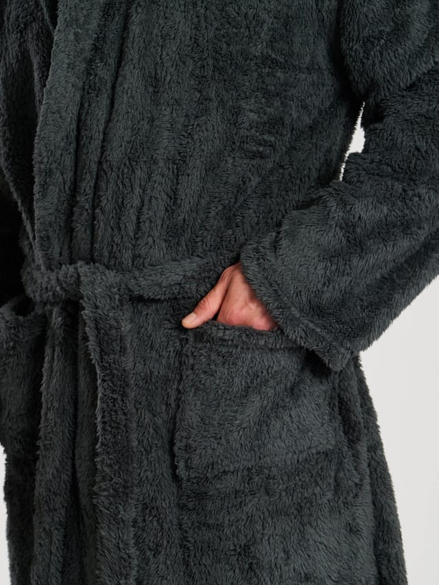 Loungeable Loungeable Men's Sherpa Hooded Robe in Grey - 2