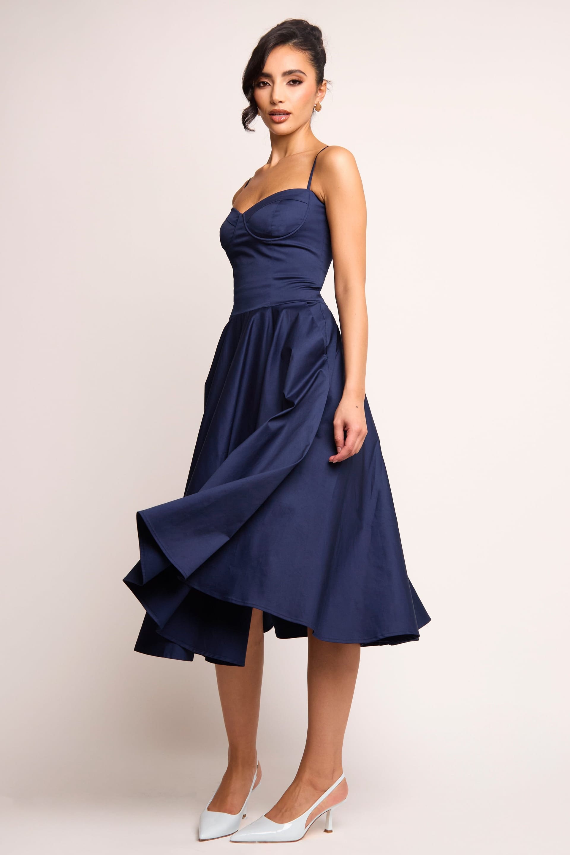 Jaded Rose Women's Jade Navy Corset Midi Dress
