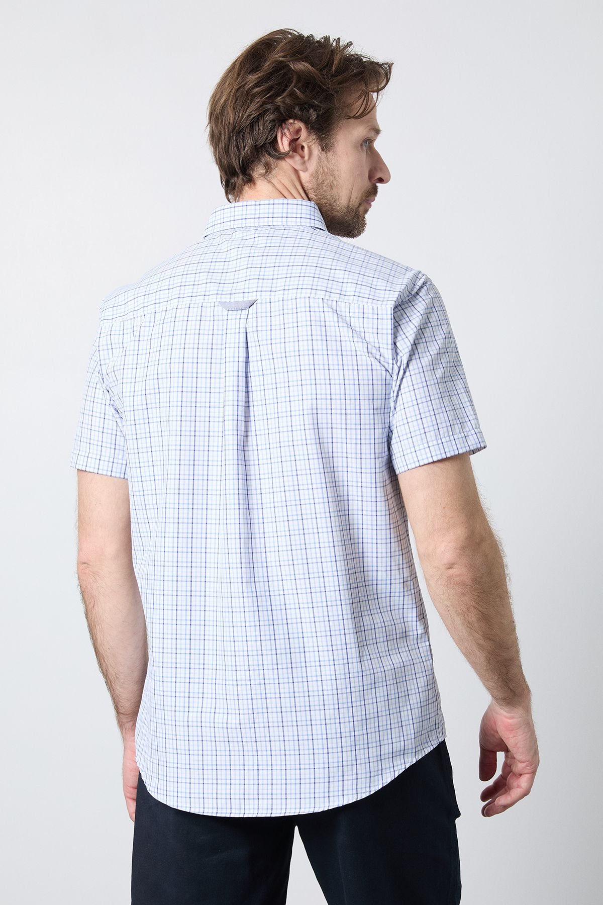 Maine Maine Men's Light Blue Classic Check Short Sleeve Shirt - 3