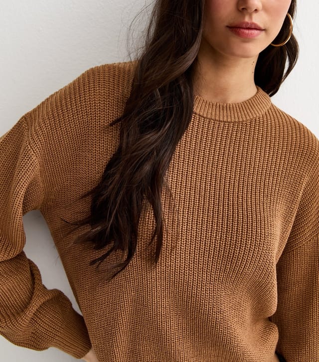 New Look Women's Tan Ribbed Crew Neck Knit Jumper New Look - 3