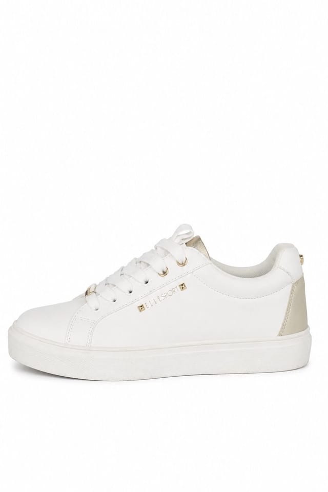 Elle Sport Elle Sport Women's Classic Leather Lace Up Trainers in Warm White - 2