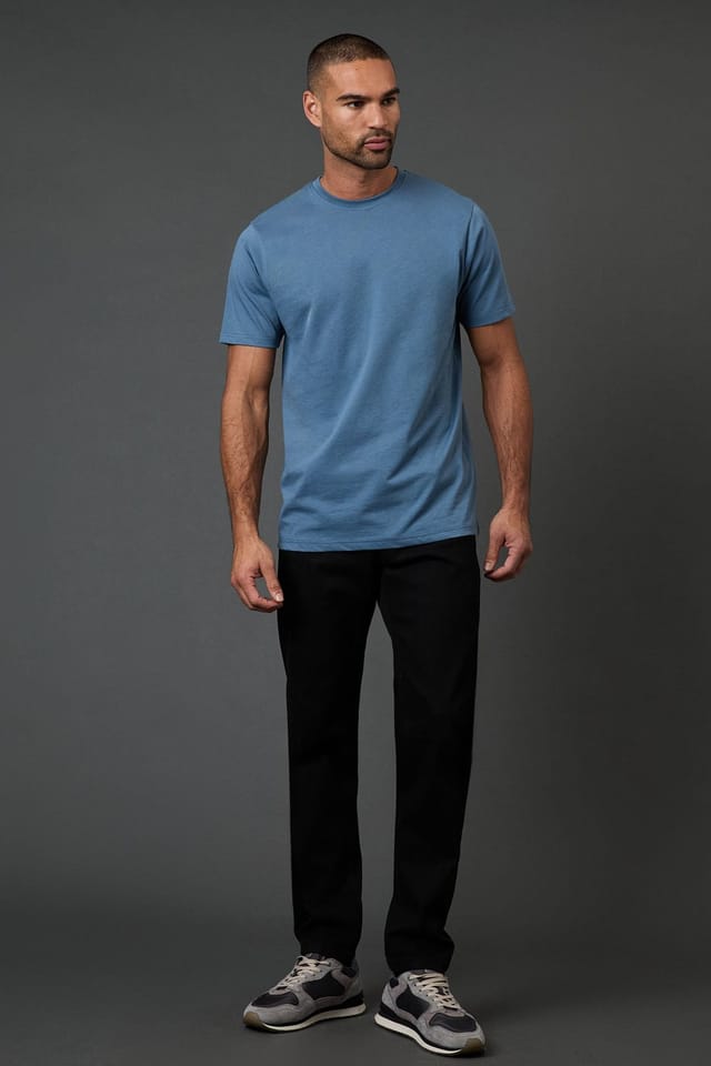 Burton Burton Men's Blue Plain Crew Neck T-Shirt - 2
