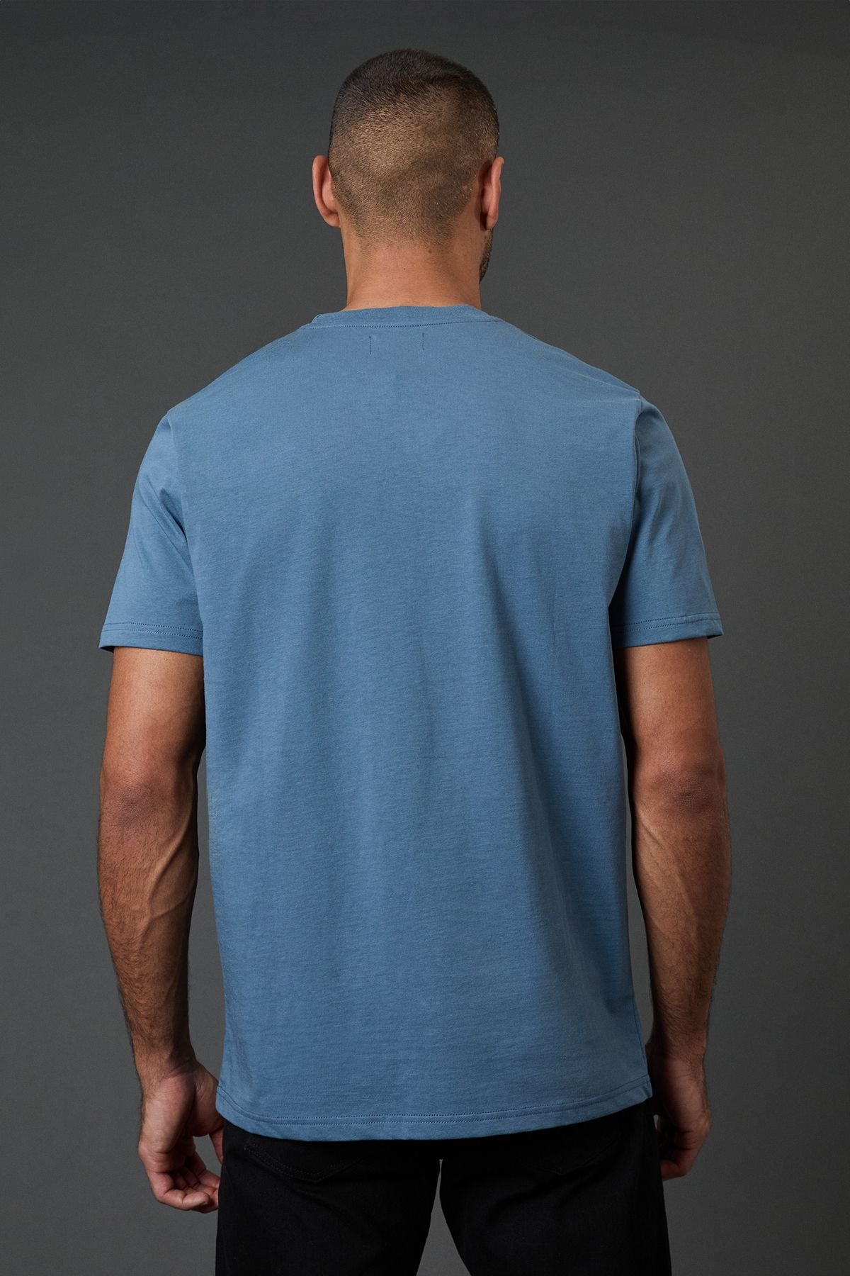 Burton Burton Men's Blue Plain Crew Neck T-Shirt - 3