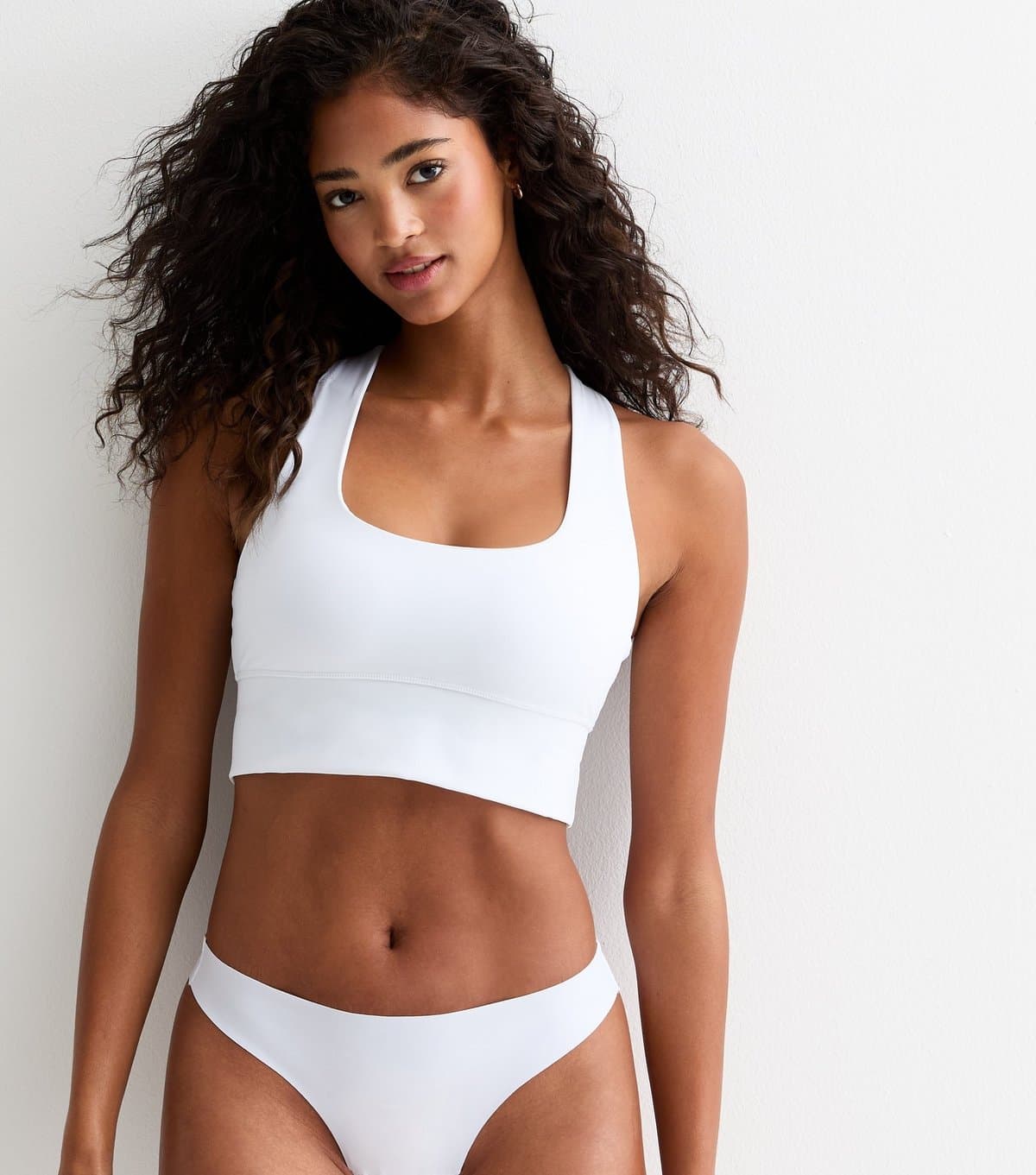 New Look Women's White Cross Back Crop Bralette New Look