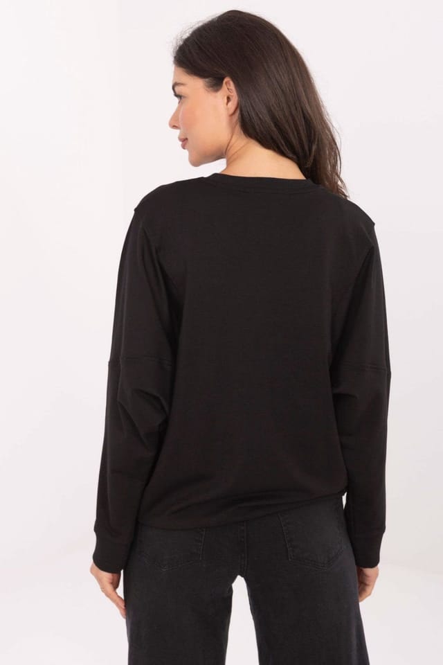 Love Lace Love Lace Women's Round Neck Cotton Elastane Patch Sweatshirt in Black - 3
