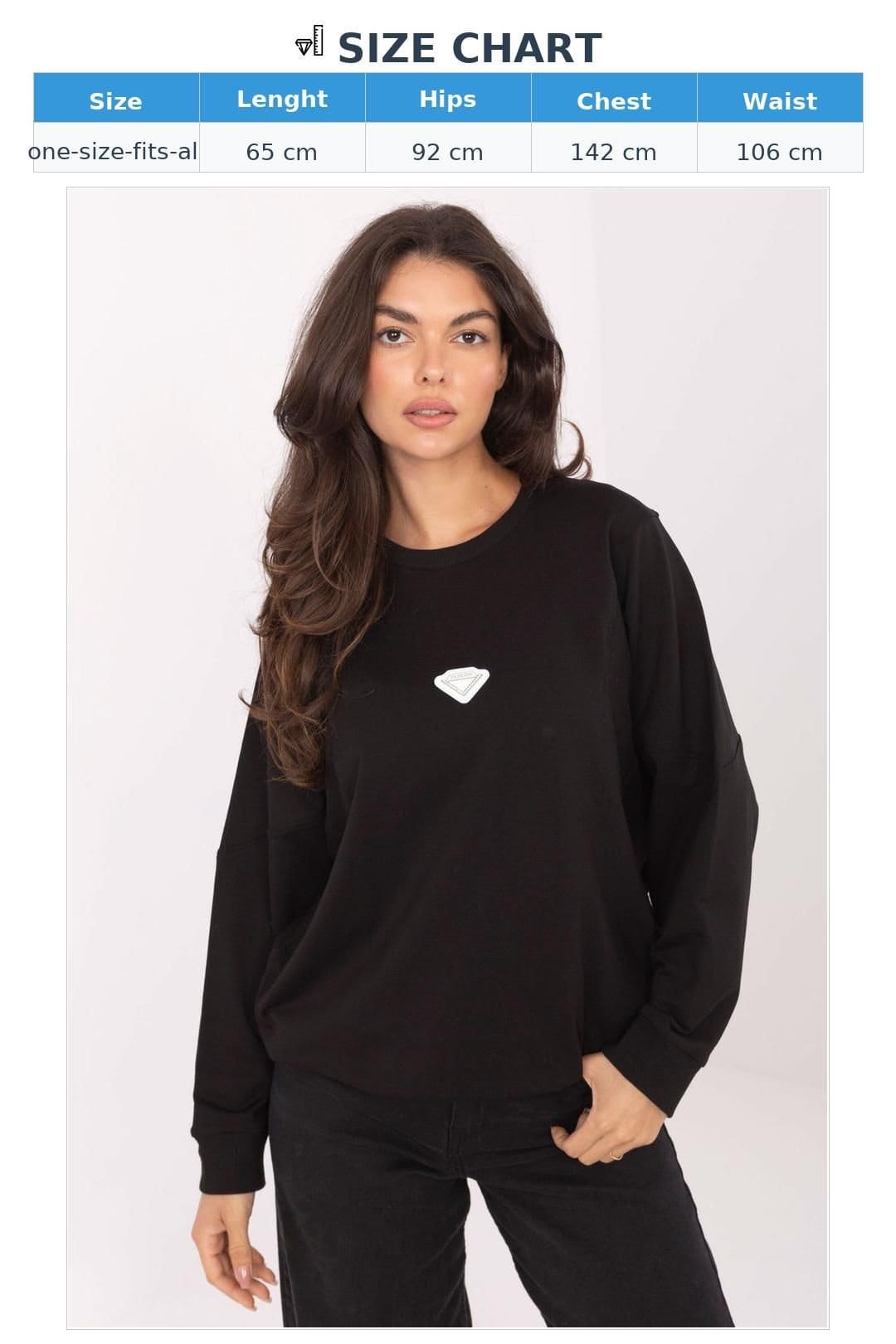 Love Lace Love Lace Women's Round Neck Cotton Elastane Patch Sweatshirt in Black - 4