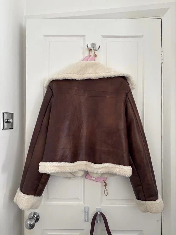ASOS ASOS brown leather fur jacket