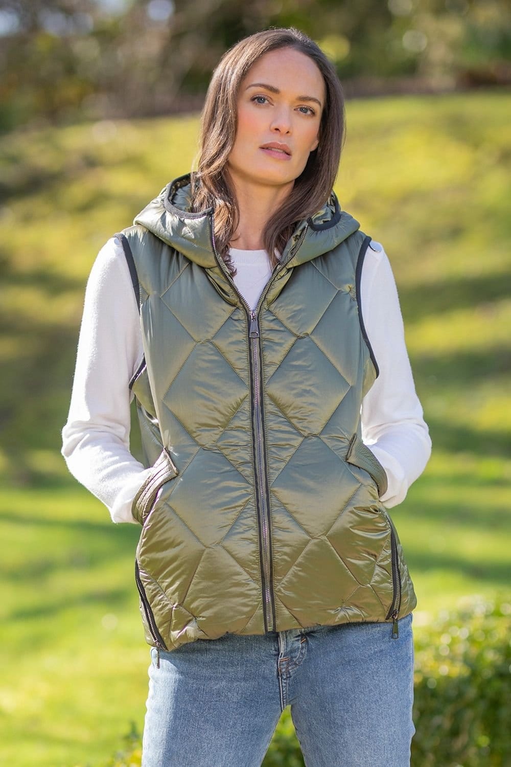 Klass Green Hooded Quilted Gilet