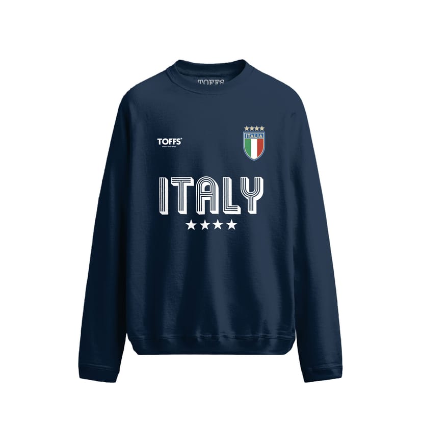 Toffs Football Toffs Football Men's Retro Soccer Football Italy T-Shirt Sweatshirt - Navy - 1
