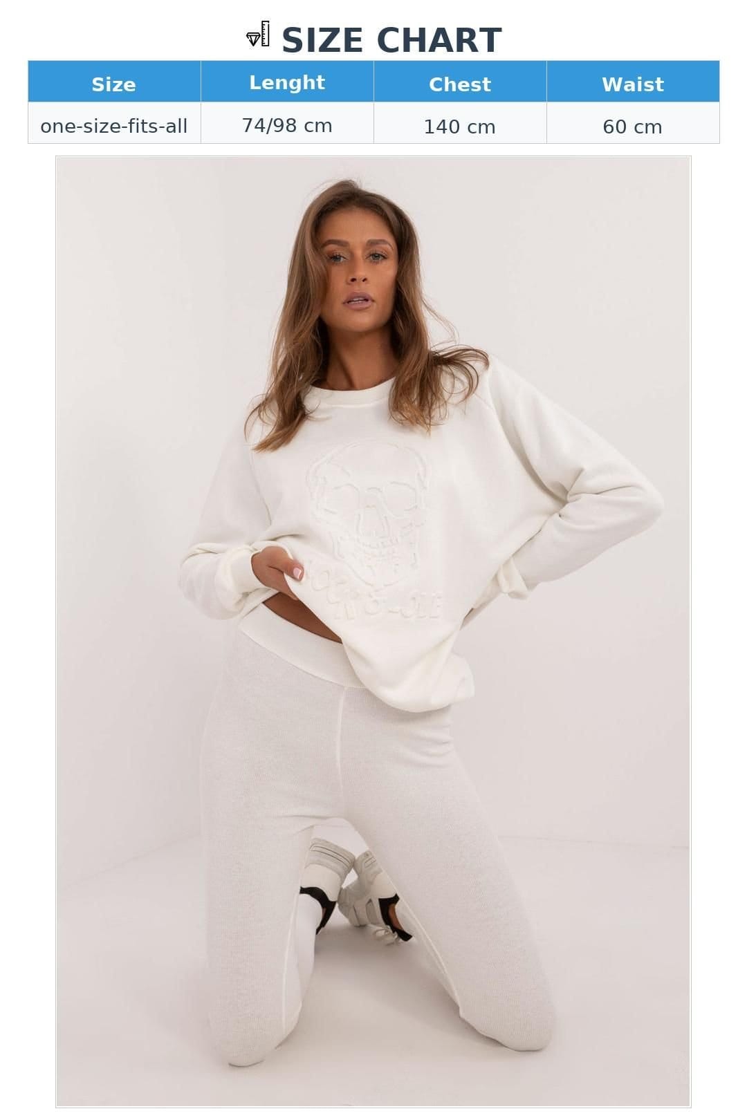 Love Lace Love Lace Women's Cotton Leggings & Embossed Sweatshirt Set in Beige - 4