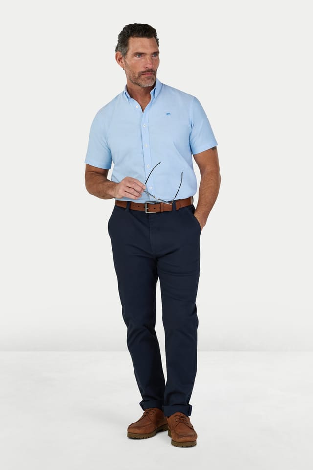 raging bull Raging Bull Men's Short Sleeve Lightweight Oxford Shirt in Light Blue - 2